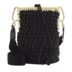 Furla Lipari S Bucket Bag - Tessuto Rafia Uncinett Nero Crossbody Bag