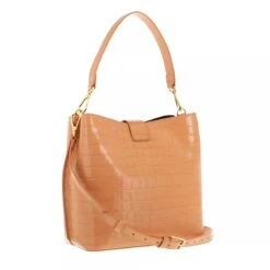Coccinelle Alba Croco Shiny Soft Handbag Almond Bucket Bag -Modetaschengeschäft A0166376 Coccinelle position 4