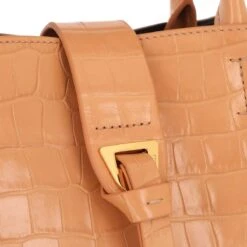 Coccinelle Alba Croco Shiny Soft Handbag Almond Tote -Modetaschengeschäft A0166380 Coccinelle position 4