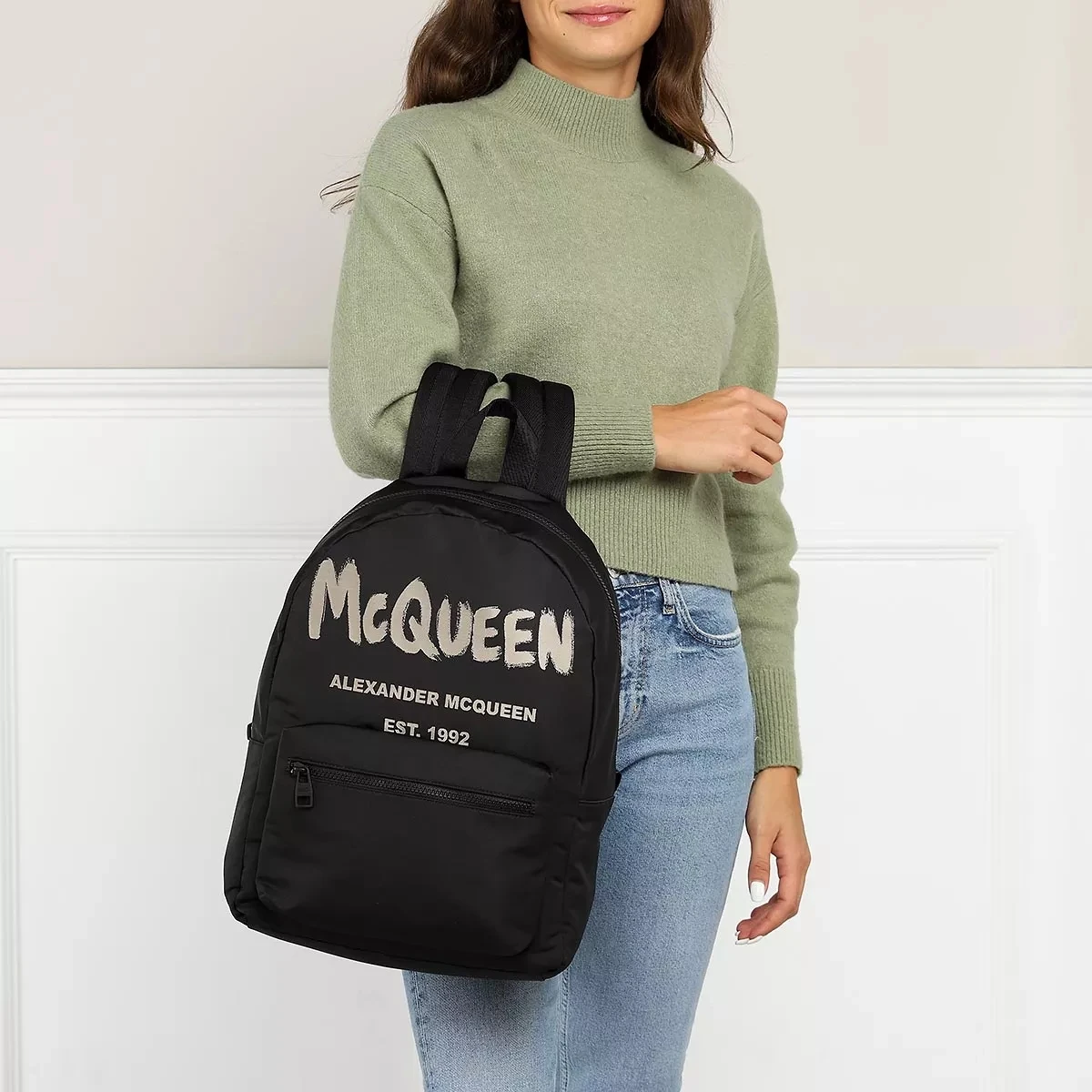 Alexander McQueen Metropolitan Graffiti Backpack Black/Ivory Rucksack 4 Alexander McQueen Metropolitan Graffiti Backpack Black/Ivory Rucksack – Bild 2