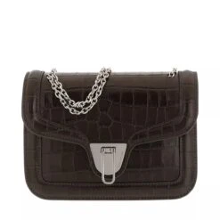 Coccinelle Marvin Twist Croco Shiny Soft Bark Crossbody Bag