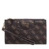 Guess Eco Brenton Double Zip Orgnizer Brown Logo Wristlet