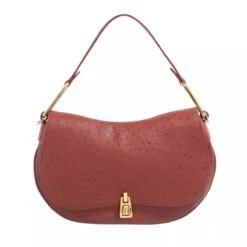 Coccinelle Magie Ostrich Handbag Acero Saddle Bag