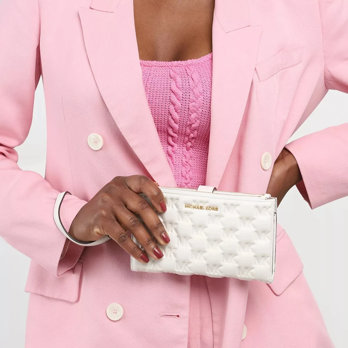 MICHAEL Michael Kors Jet Set Double Zip Wristlet Optic White Wristlet 4 MICHAEL Michael Kors Jet Set Double Zip Wristlet Optic White Wristlet – Bild 2