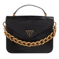 Guess Retour Top Handle Flap Black Satchel