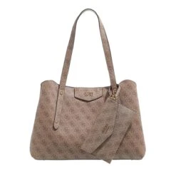 Guess Eco Brenton Girlfriend Satchel Latte Logo Shopper