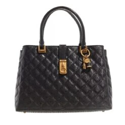 Guess Gaia Triple Comprtmnt Satchel Black Tote