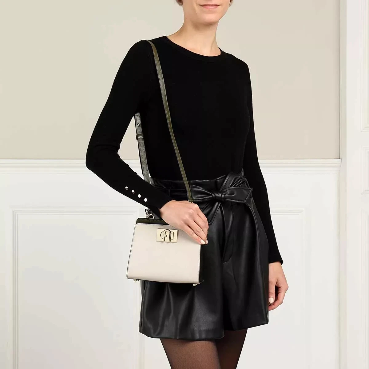 FURLA 1927 MINI TOP HANDLE 19 Perla Nero Salvia Satchel 4 FURLA 1927 MINI TOP HANDLE 19 Perla Nero Salvia Satchel – Bild 2