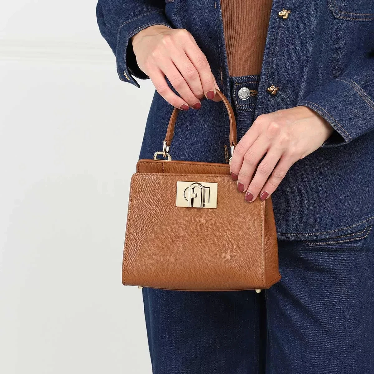 Furla 1927 Mini Top Handle 19 Cognac Minitasche 4 Furla 1927 Mini Top Handle 19 Cognac Minitasche – Bild 2