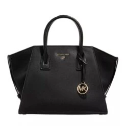 MICHAEL Michael Kors Large Top-Zip Satchel Black Tote