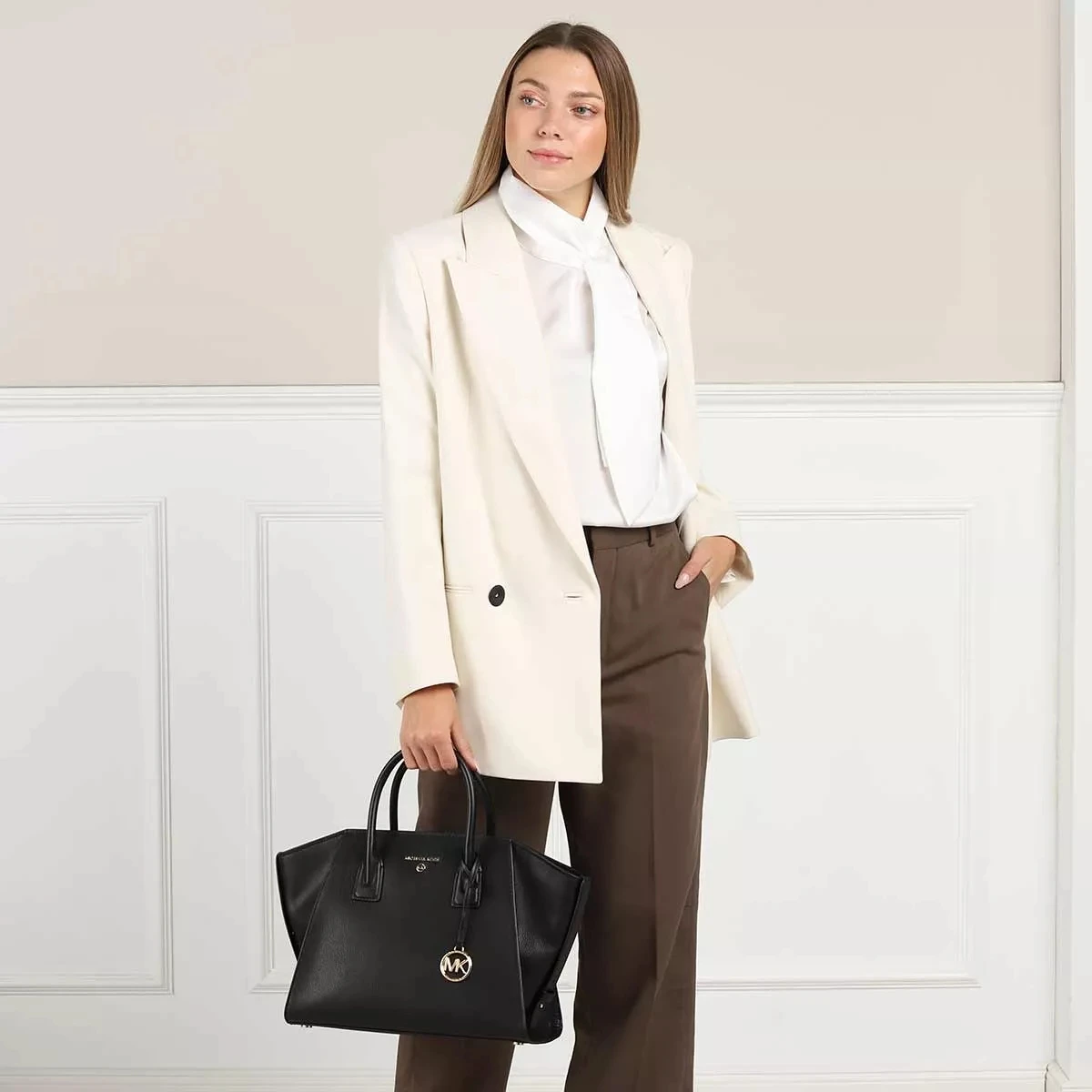 MICHAEL Michael Kors Large Top-Zip Satchel Black Tote 4 MICHAEL Michael Kors Large Top-Zip Satchel Black Tote – Bild 2