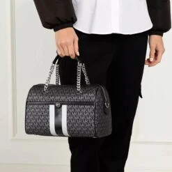 MICHAEL Michael Kors Medium Duffle Satchel Blk Silver Satchel -Modetaschengeschäft A0194787 MichaelMichaelKors position 03