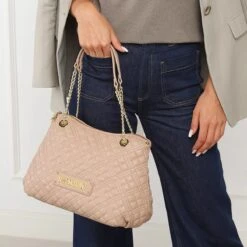 LOVE MOSCHINO Borsa Quilted Bag Pu Taupe Tote -Modetaschengeschäft A0196118 LoveMoschino position 2