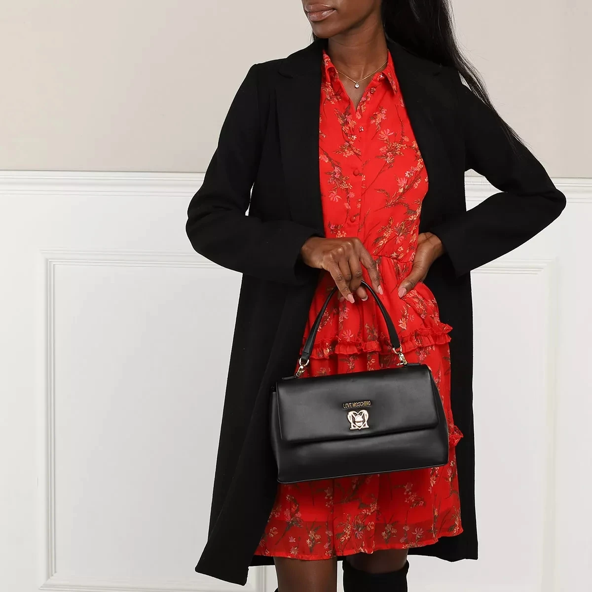 LOVE MOSCHINO Borsa Turn Lock Pu Nero Satchel 4 LOVE MOSCHINO Borsa Turn Lock Pu Nero Satchel – Bild 2