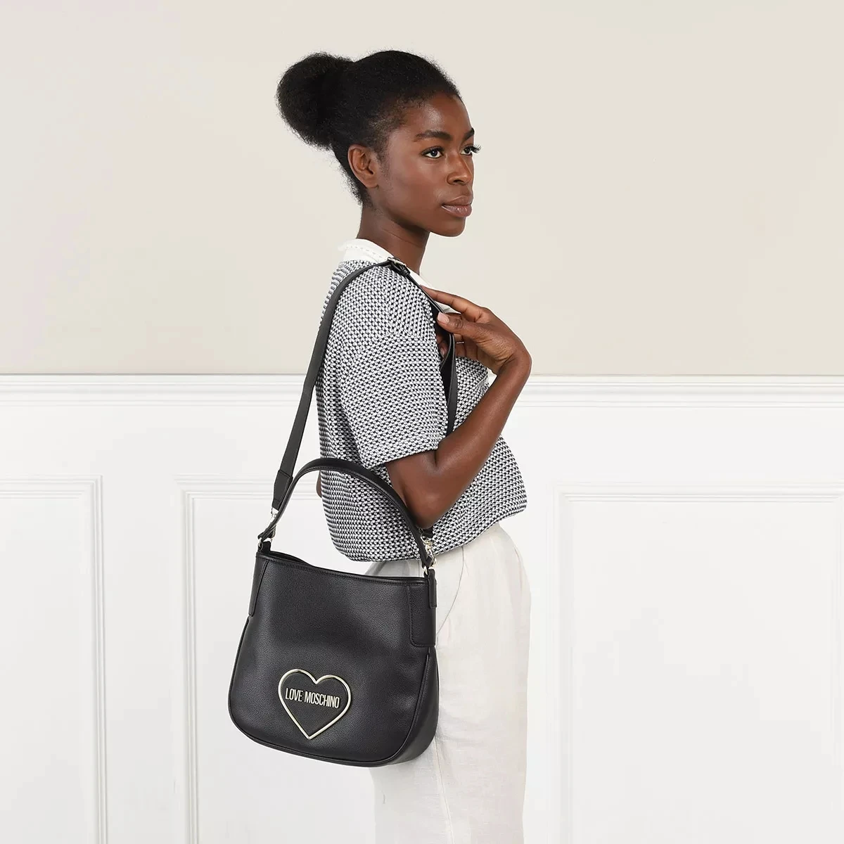 LOVE MOSCHINO Borsa Pu Nero Hobo Bag 5 LOVE MOSCHINO Borsa Pu Nero Hobo Bag – Bild 3