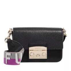 Furla METROPOLIS MINI C.BODY WEBBING Nero/Marmo Violet Crossbody Bag