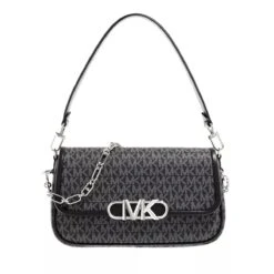 MICHAEL Michael Kors Parker Medium Convertible Pouchette Shoulder Black Optic White Satchel