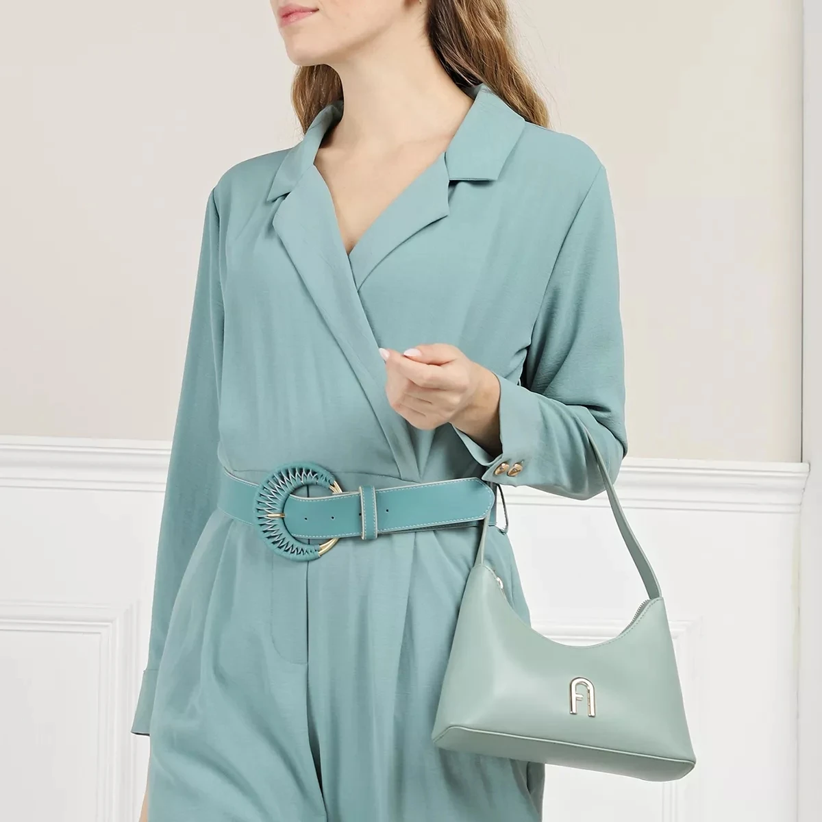 Furla Diamante Mini Shoulder Bag Mineral Green Hobo Bag 4 Furla Diamante Mini Shoulder Bag Mineral Green Hobo Bag – Bild 2