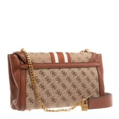 Guess Katey Flap Shoulder Bag Latte Logo/Cognac Crossbody Bag -Modetaschengeschäft A0199909 Guess position 3