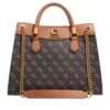Guess Nell Logo Girlfriend Satchel Brown Logo/Cognac Satchel
