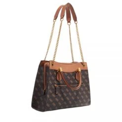 Guess Nell Logo Girlfriend Satchel Brown Logo/Cognac Satchel -Modetaschengeschäft A0199948 Guess position 3