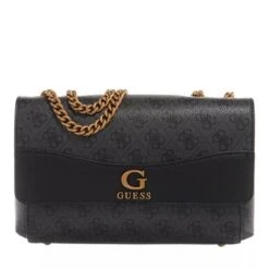 Guess Nell Logo Crossbody Flap Coal Logo Crossbody Bag