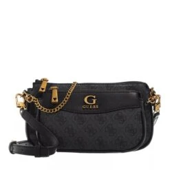 Guess Nell Logo Double Pouch Crossbody Coal Logo Pochette