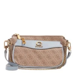 Guess Nell Logo Double Pouch Crossbody Latte Logo/Slate Pochette