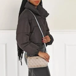 Guess Nell Logo Double Pouch Crossbody Latte Logo/Slate Pochette -Modetaschengeschäft A0199988 Guess position 3