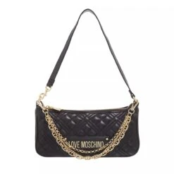 LOVE MOSCHINO Multi Chain Quilted Nero Crossbody Bag