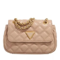 Guess Giully Mini Crossbody Flap Beige Crossbody Bag