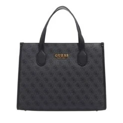 Guess Silvana Compartment Tote Coal Logo Tote