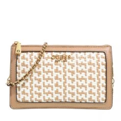 Guess Abey Multi Compartment Crossbody Cognac/White Crossbody Bag