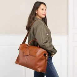 Bric's Holdall Tan Leather Duffle Bag -Modetaschengeschäft A0210048 Brics position 3