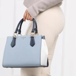 MICHAEL Michael Kors Medium Satchel Navy White Satchel -Modetaschengeschäft A0211957 MichaelMichaelKors position 3 1