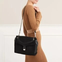 Coccinelle Ofirenze Suede Noir Satchel -Modetaschengeschäft A0213069 MODEL FIRST