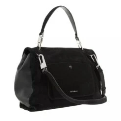 Coccinelle Ofirenze Suede Noir Satchel -Modetaschengeschäft A0213069 PACKSHOT SIDEBACK