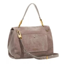 Coccinelle Ofirenze Suede Warm Taupe Satchel -Modetaschengeschäft A0213070 PACKSHOT SIDEBACK