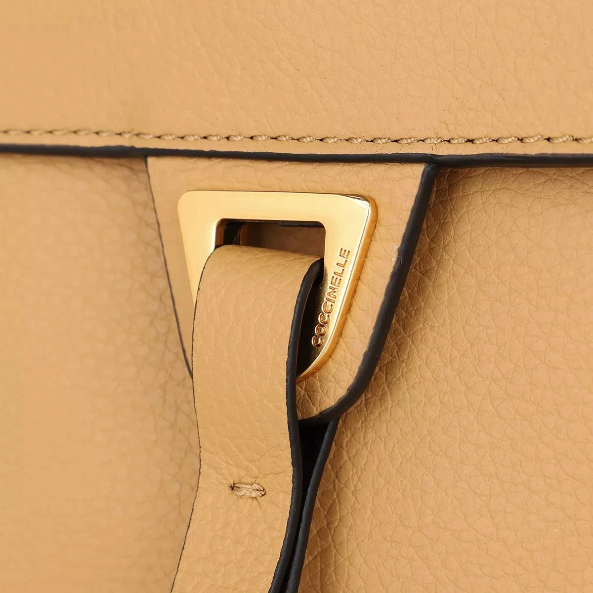 Coccinelle Handbag Double Grainy Leather Warm Beige/Noir Satchel 7 Coccinelle Handbag Double Grainy Leather Warm Beige/Noir Satchel – Bild 5