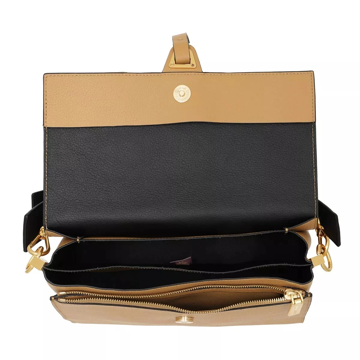 Coccinelle Handbag Double Grainy Leather Warm Beige/Noir Satchel 8 Coccinelle Handbag Double Grainy Leather Warm Beige/Noir Satchel – Bild 6