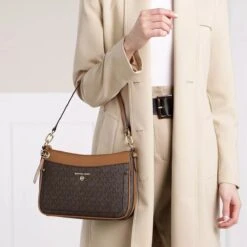 MICHAEL Michael Kors Jet Set Medium Top-Zip Pochette Crossbody Brown/Acorn Hobo Bag -Modetaschengeschäft a0152218 michael kors 3